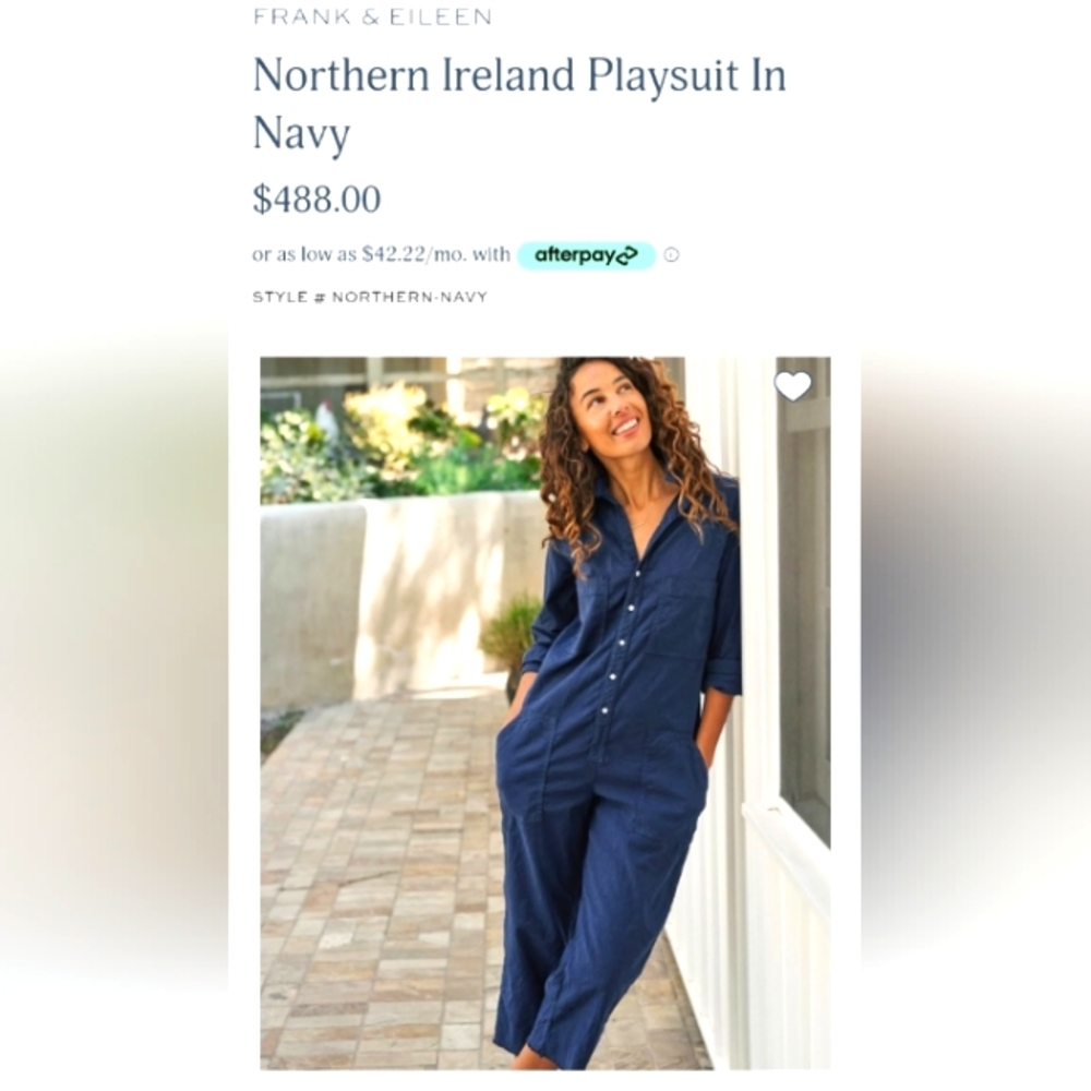 Frank & Eileen Northern Ireland Playsuit in Navy size Large